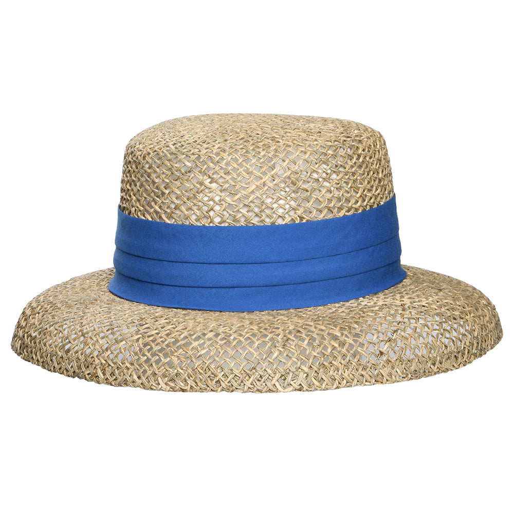 Sombrero Cloche de paja de algas marinas de Seeberger - Natural-Azul