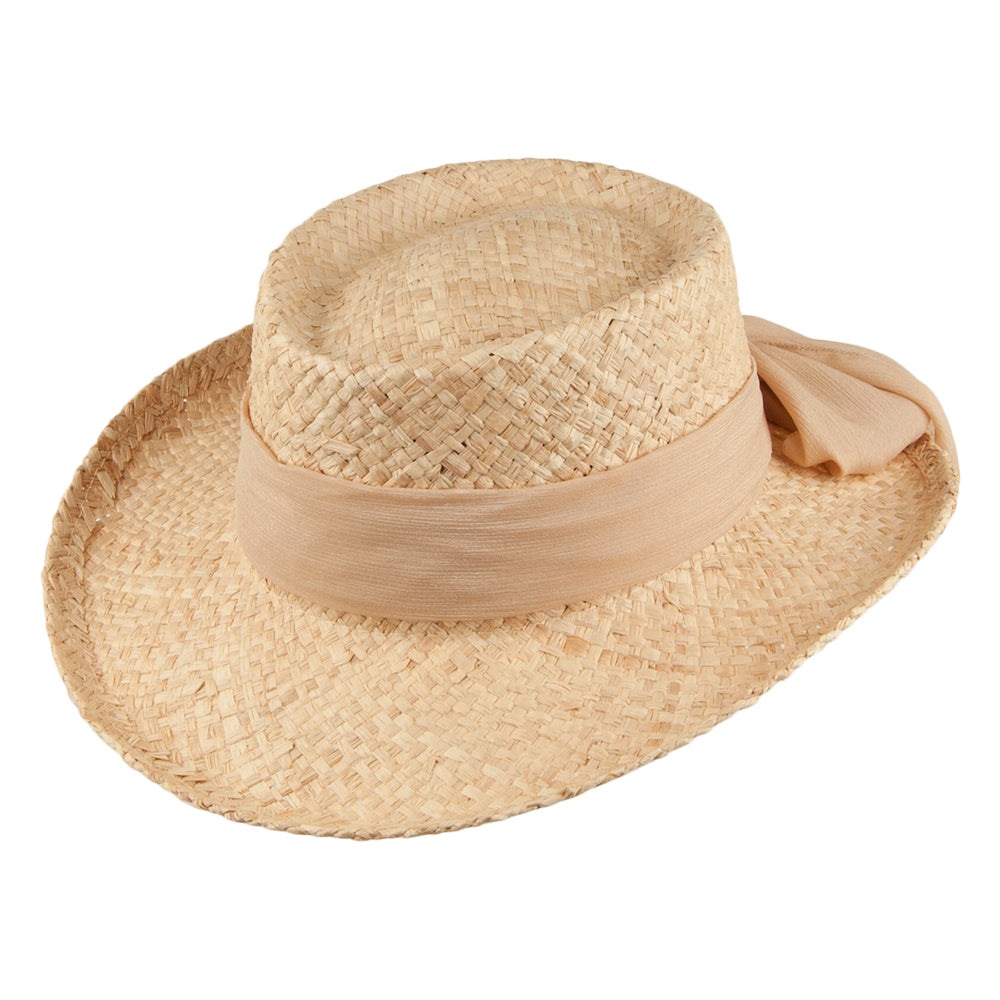 Sombrero Gambler de rafia con lazo de Scala - Natural/Natural