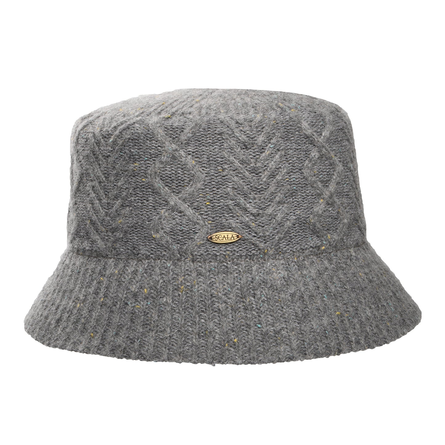 Sombrero de pescador de mezcla de lana de punto trenzado de Scala - Gris
