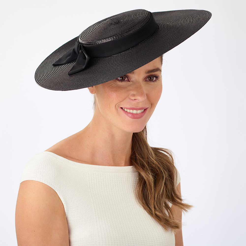 Sombrero Boater Pearl de paja toyo de Failsworth - Negro