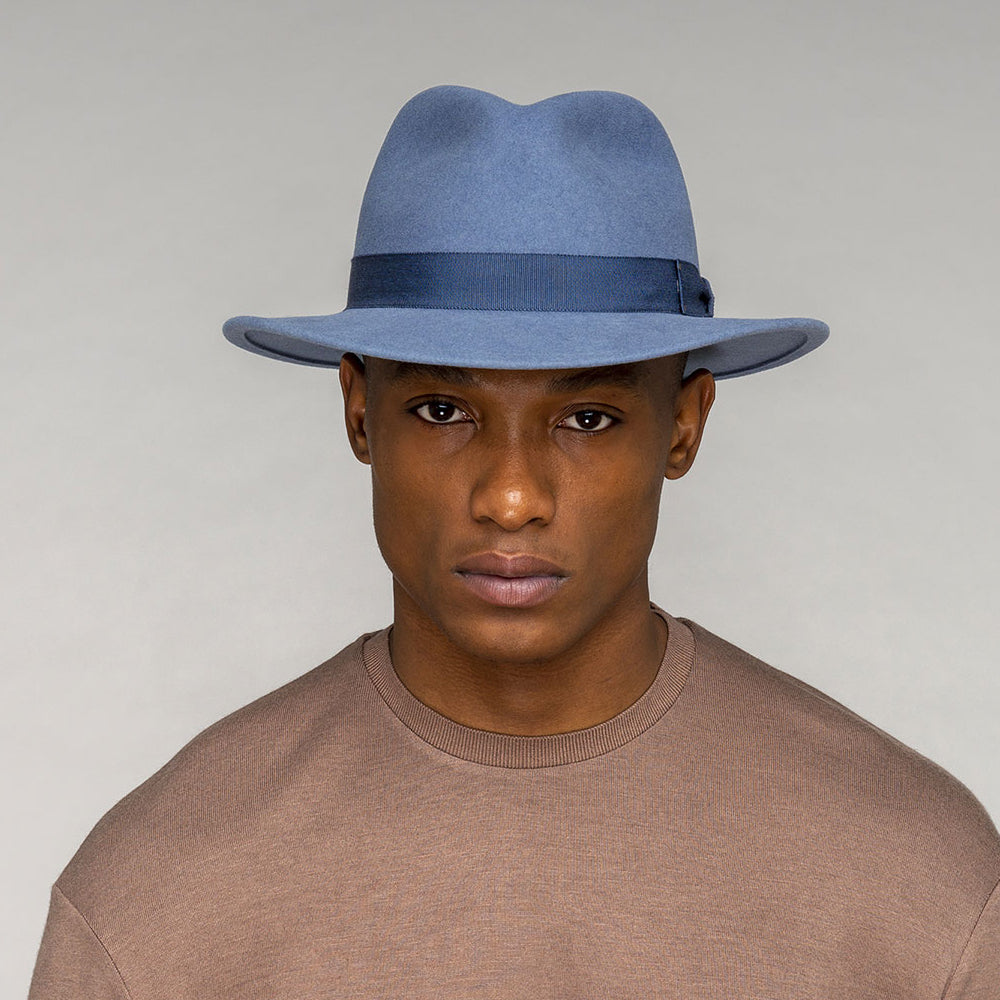 Sombrero Fedora Curtis plegable Repelente de agua de fieltro de lana de Bailey - Azul