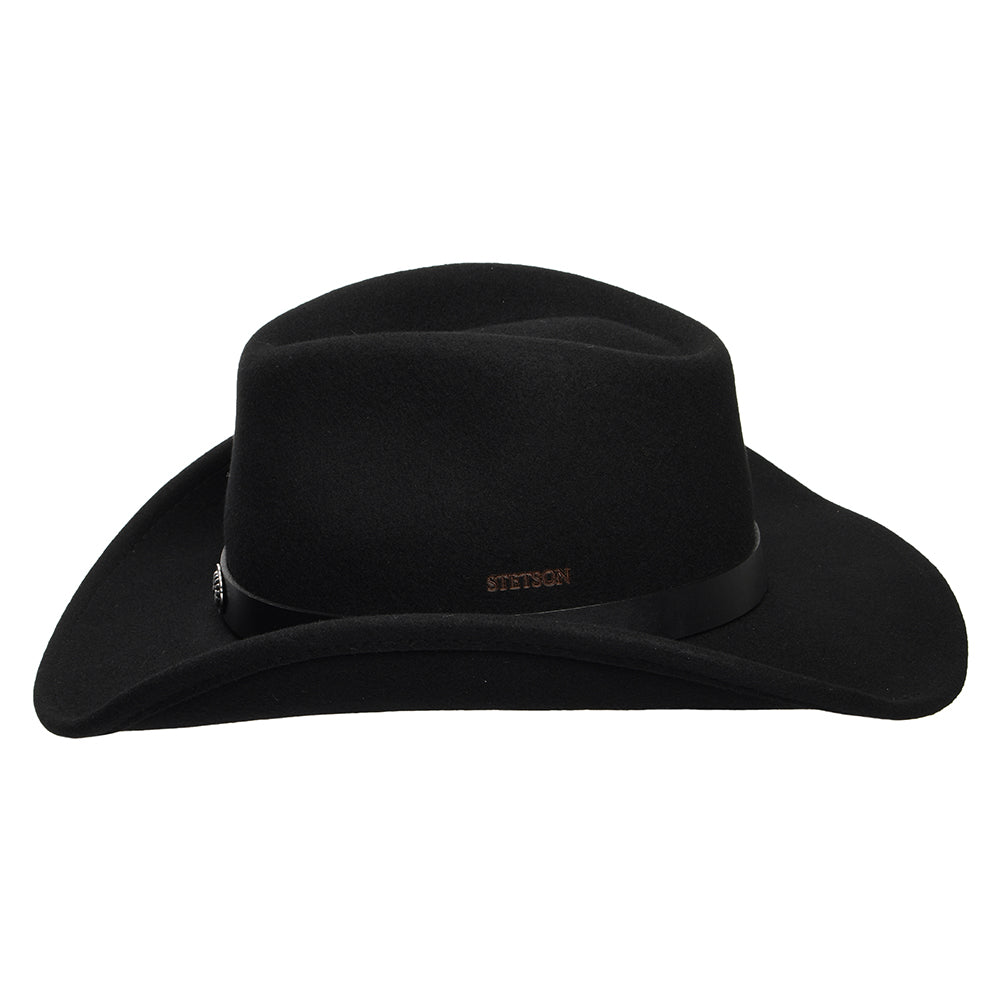 Sombrero Cowboy plegable Repelente al agua de fieltro de lana de Stetson - Negro