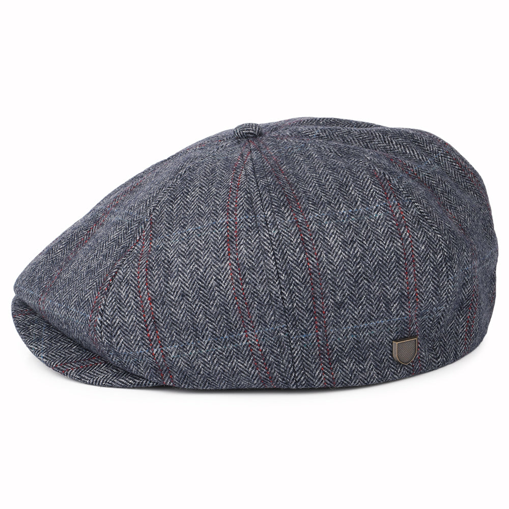 Gorra Newsboy Brood espiga a cuadros de Brixton - Azul Marino Lavado-Beige