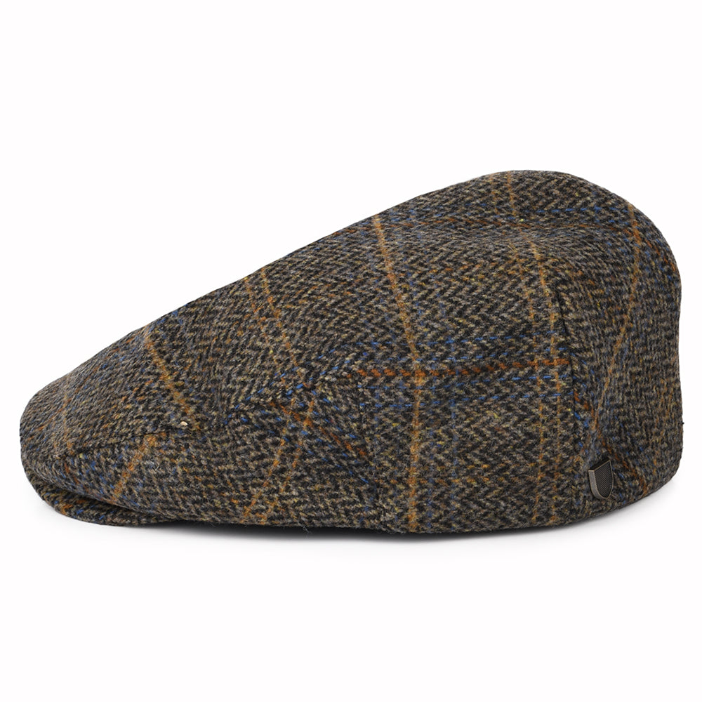 Gorra plana Hooligan espiga a cuadros de Brixton - Negro Lavado-Marrón
