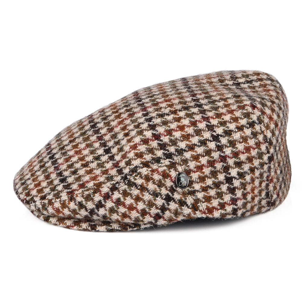 Gorra plana de HARRIS TWEED pata de gallo de City Sport - Crema-Verde Oliva-Marrón
