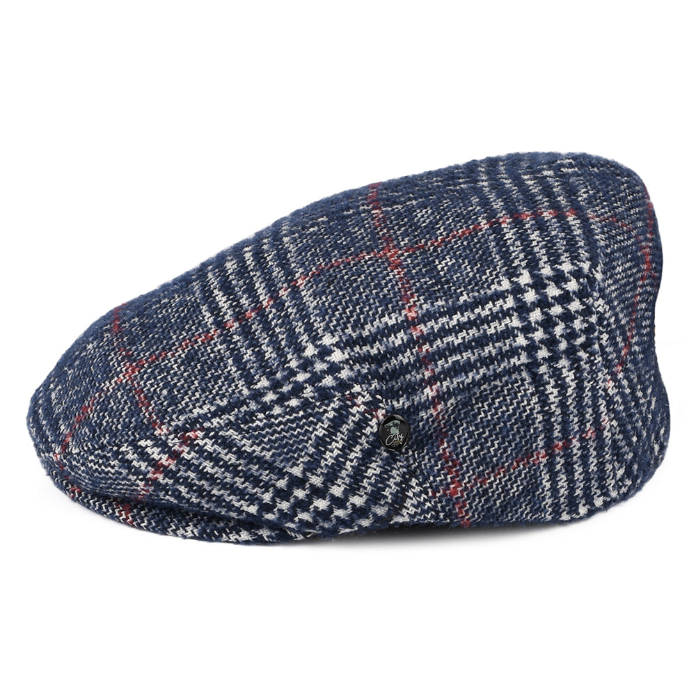 Gorra plana de lana virgen Príncipe de Gales de City Sport - Azul