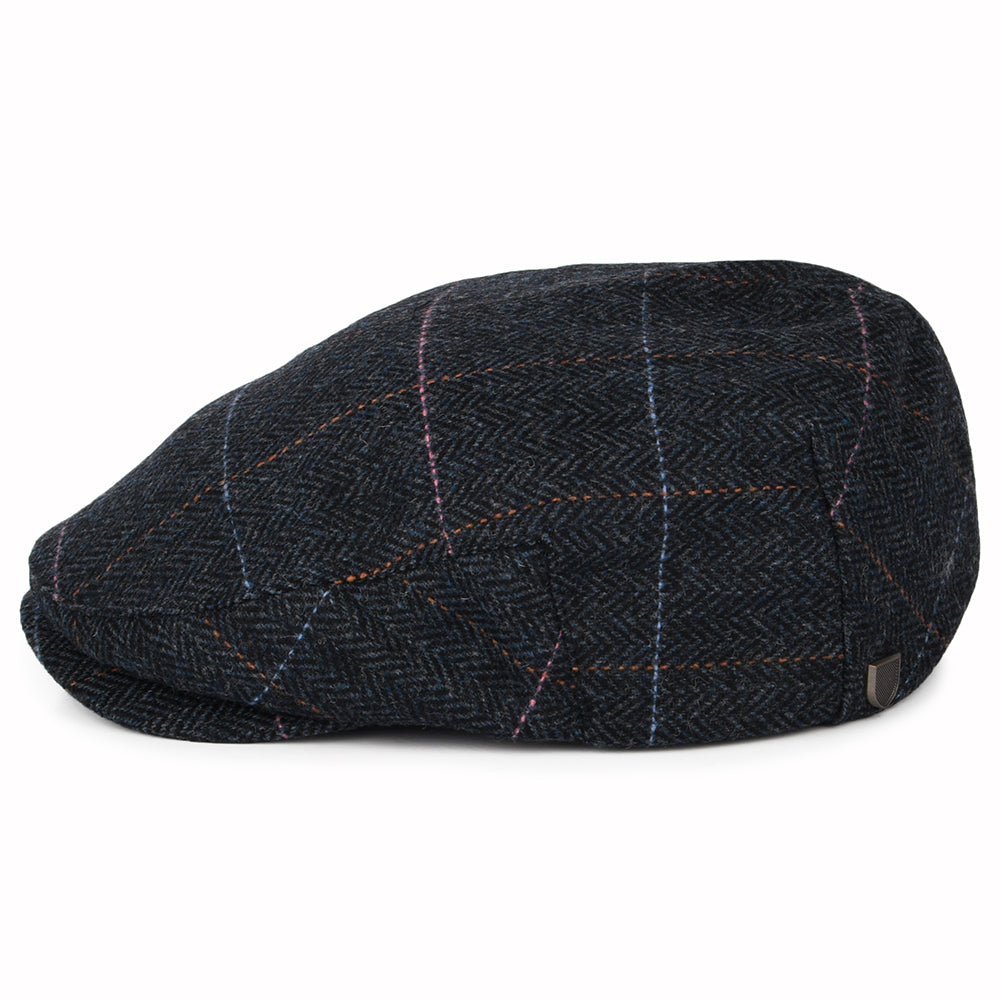 Gorra plana Hooligan espiga a cuadros de Brixton - Azul Marino-Azul