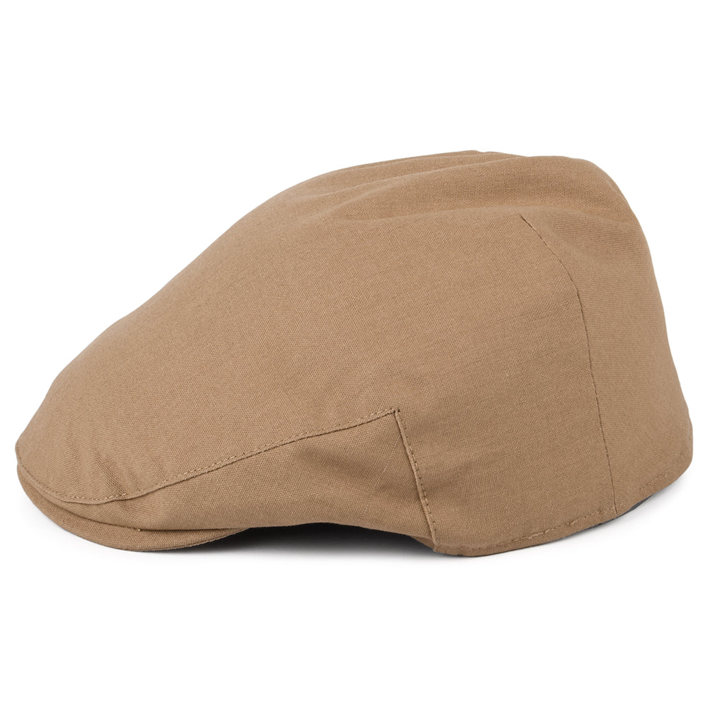 Gorra plana Balmoral de algodón y lino de Christys - Camel