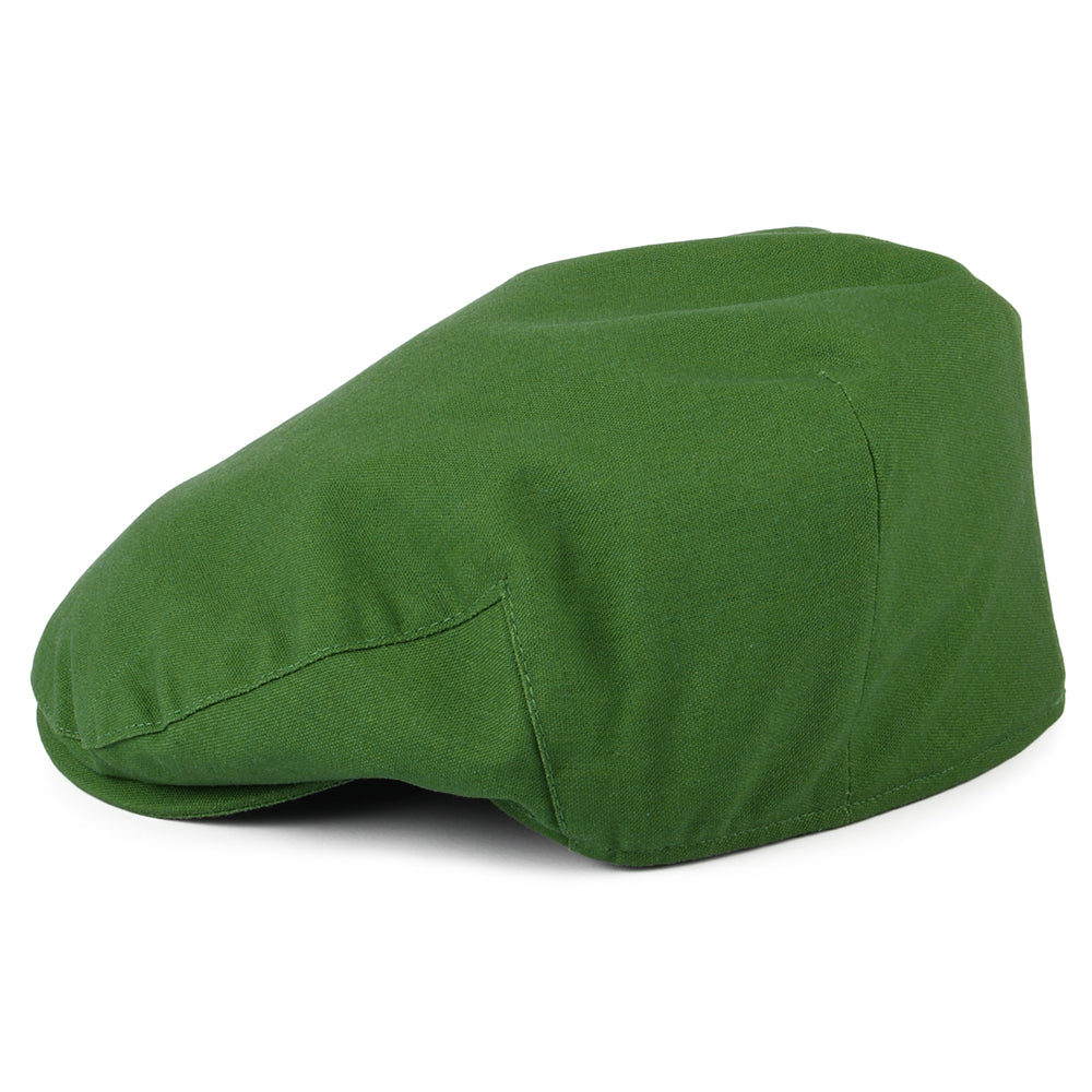 Gorra plana Balmoral de algodón y lino de Christys - Verde