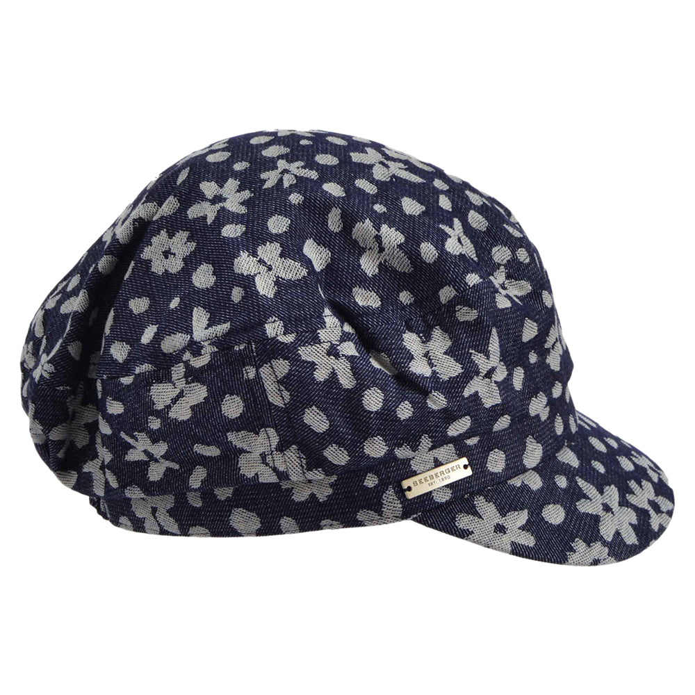 Gorra Baker Boy de tejido vaquero Floral de Seeberger - Indigo