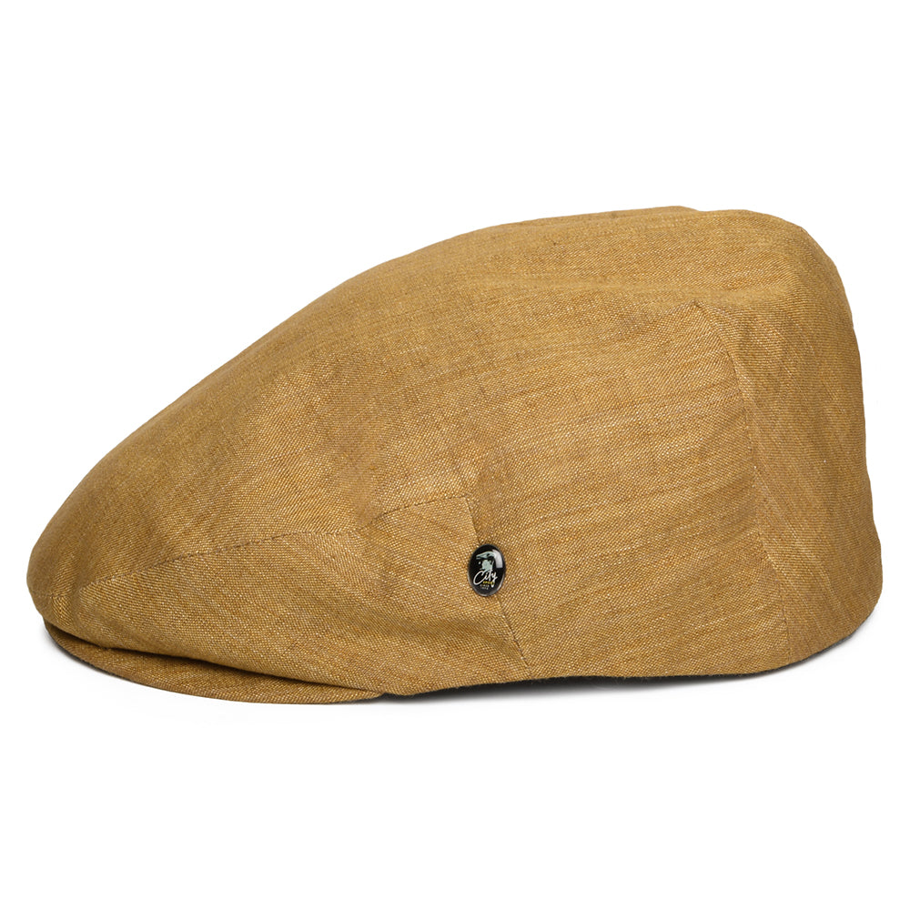 Gorra plana ligero de lino de City Sport - Mostaza Oscuro