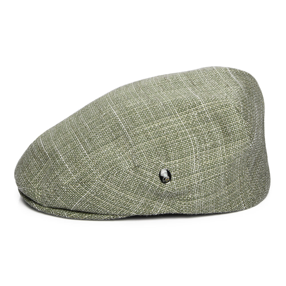 Gorra plana texturado de lino-algodón de City Sport - oliva-Natural