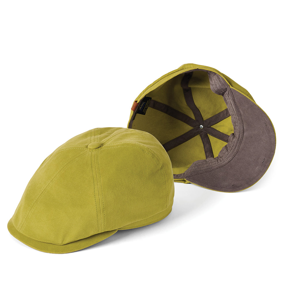 Gorra Newsboy Hudson de algodón de Failsworth - Verde Manzana-Antracita