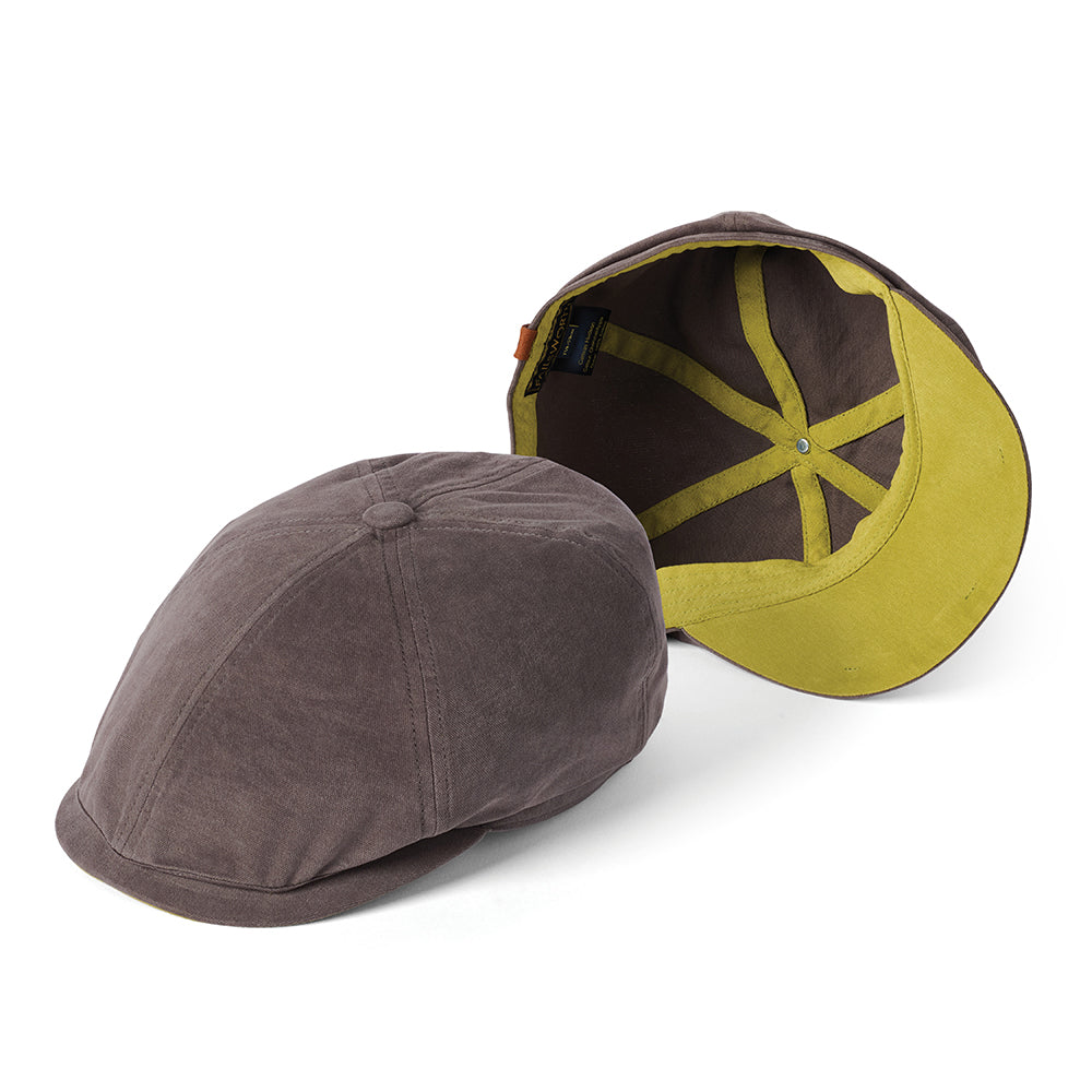Gorra Newsboy Hudson de algodón de Failsworth - Antracita-Verde Manzana