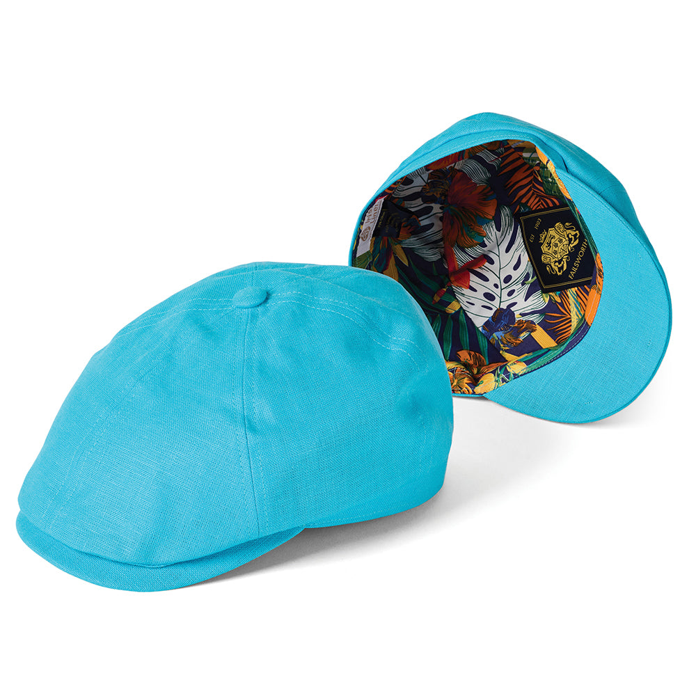 Gorra Newsboy Hudson de lino irlandés de Failsworth - Aguamarina