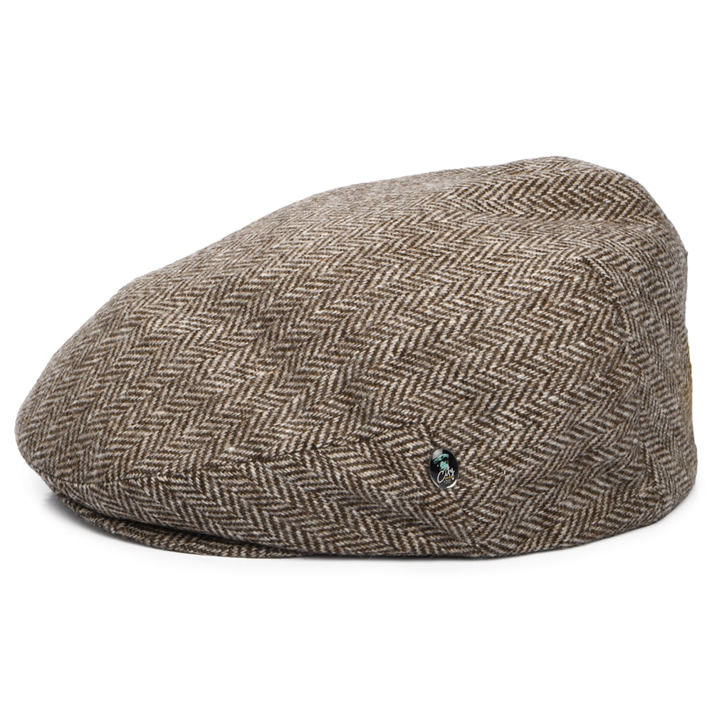 Gorra plana resistente al agua de lana merino orgánica de City Sport - Marrón