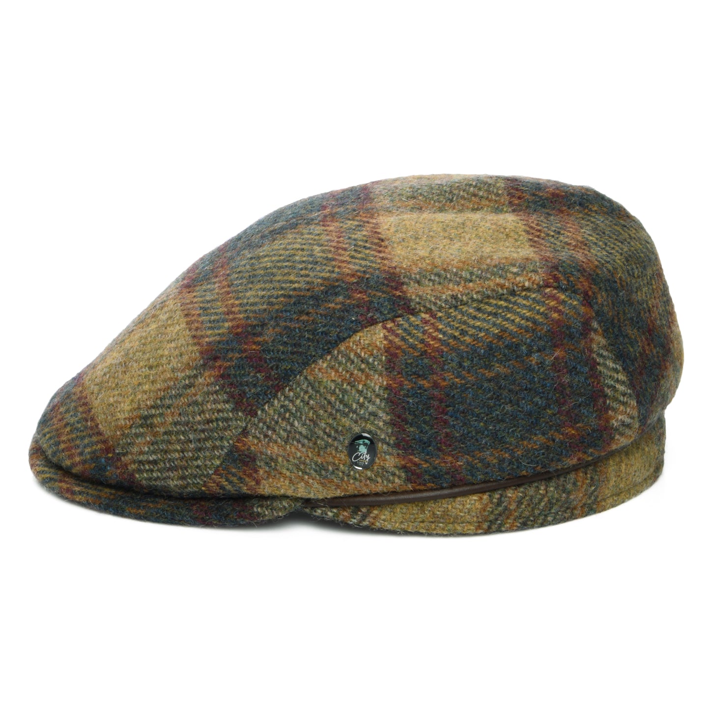 Gorra plana Le Charmeur de lana virgen británica de City Sport - Verde Oliva Claro-Multi