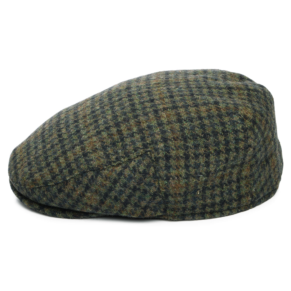 Gorra plana County de mezcla de lana pata de gallo de Failsworth - Verde Musgo-Azul Marino