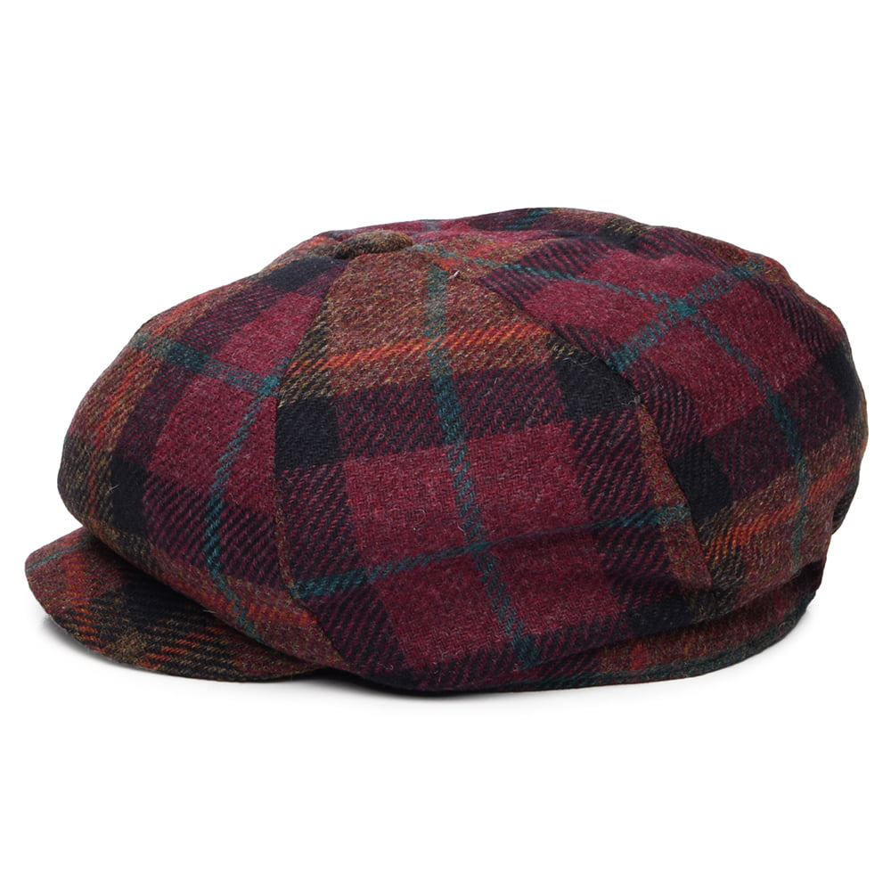 Gorra Newsboy redonda de lana británica Tela escocesa de Failsworth - Ciruela-Multi