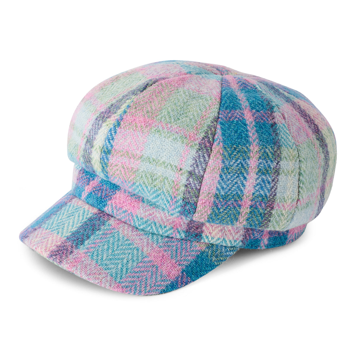 Gorra Baker Boy Gabby de Harris Tweed de Failsworth - Verde Azulado-Aguamarina
