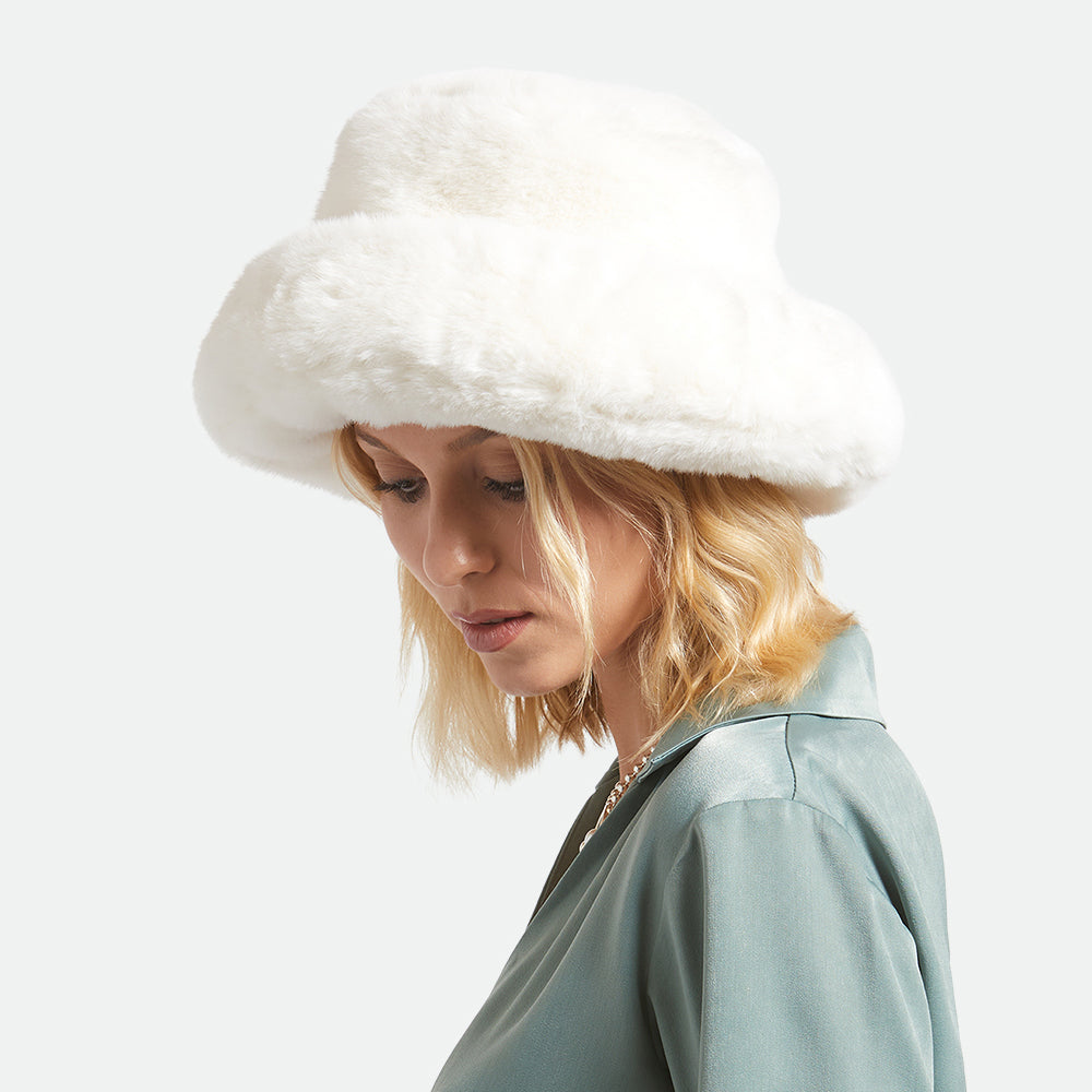 Sombrero de pescador Dion plegable de piel sintética para mujeres de Brixton - Blanco Roto