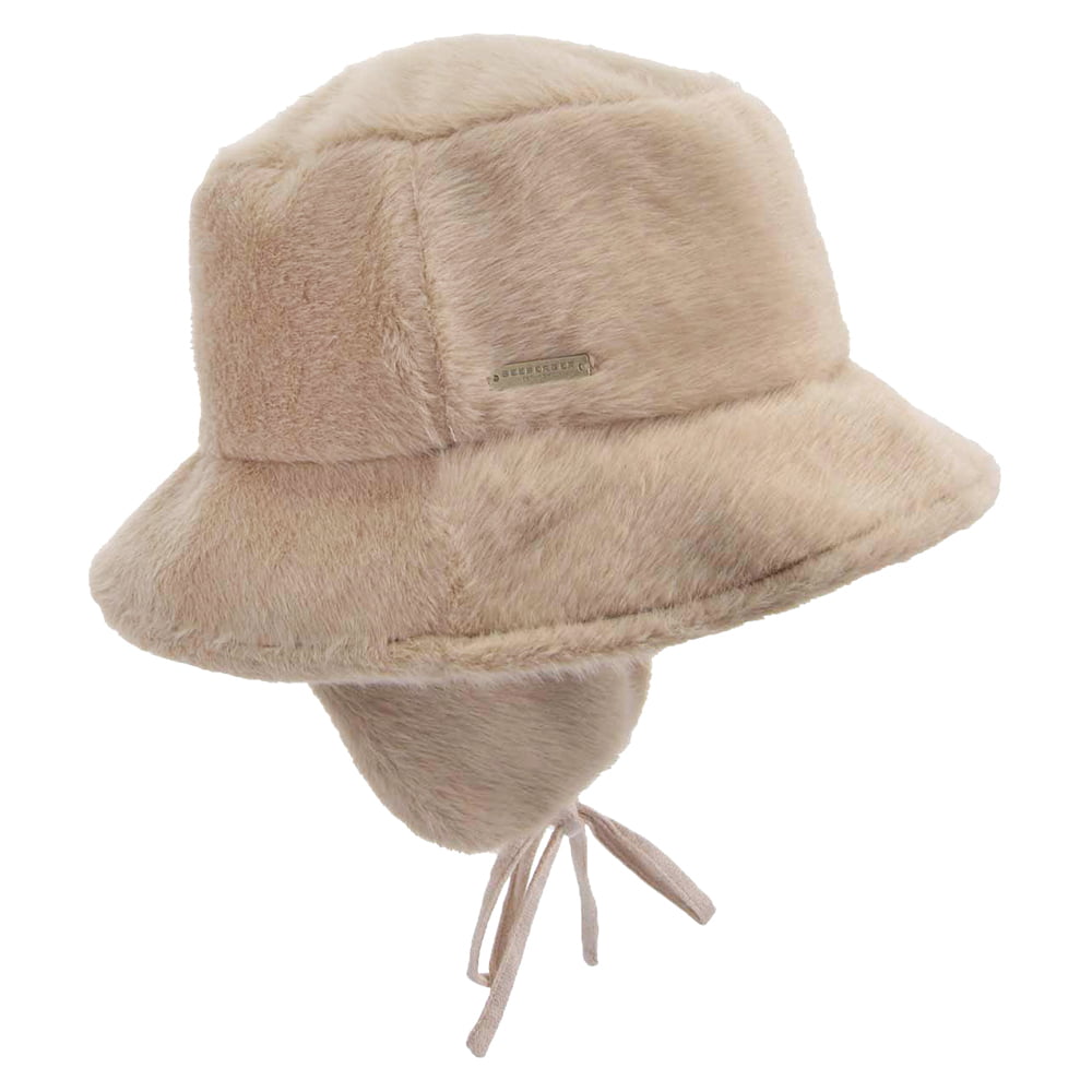 Sombrero de pescador de piel sintética con orejeras de Seeberger - Camel