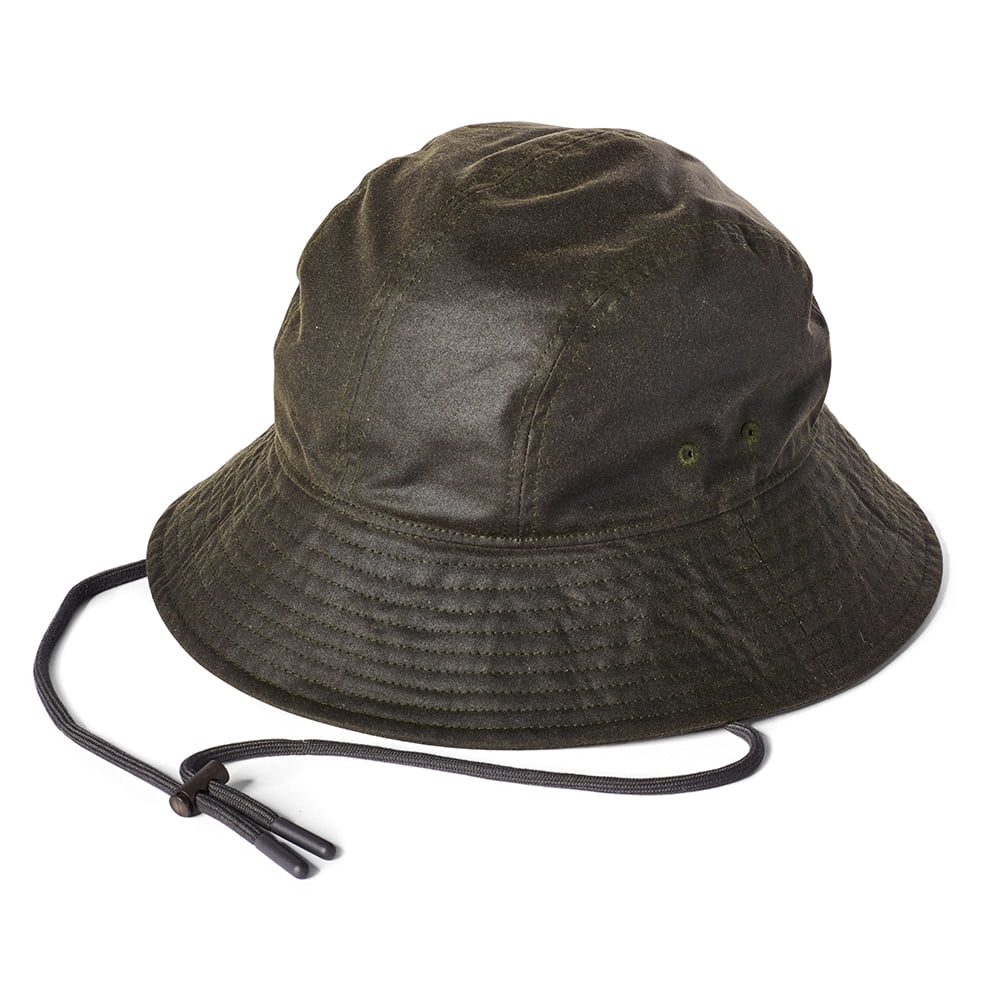 Sombrero de pescador Glasto de algodón encerado británico de Failsworth - Verde Oliva