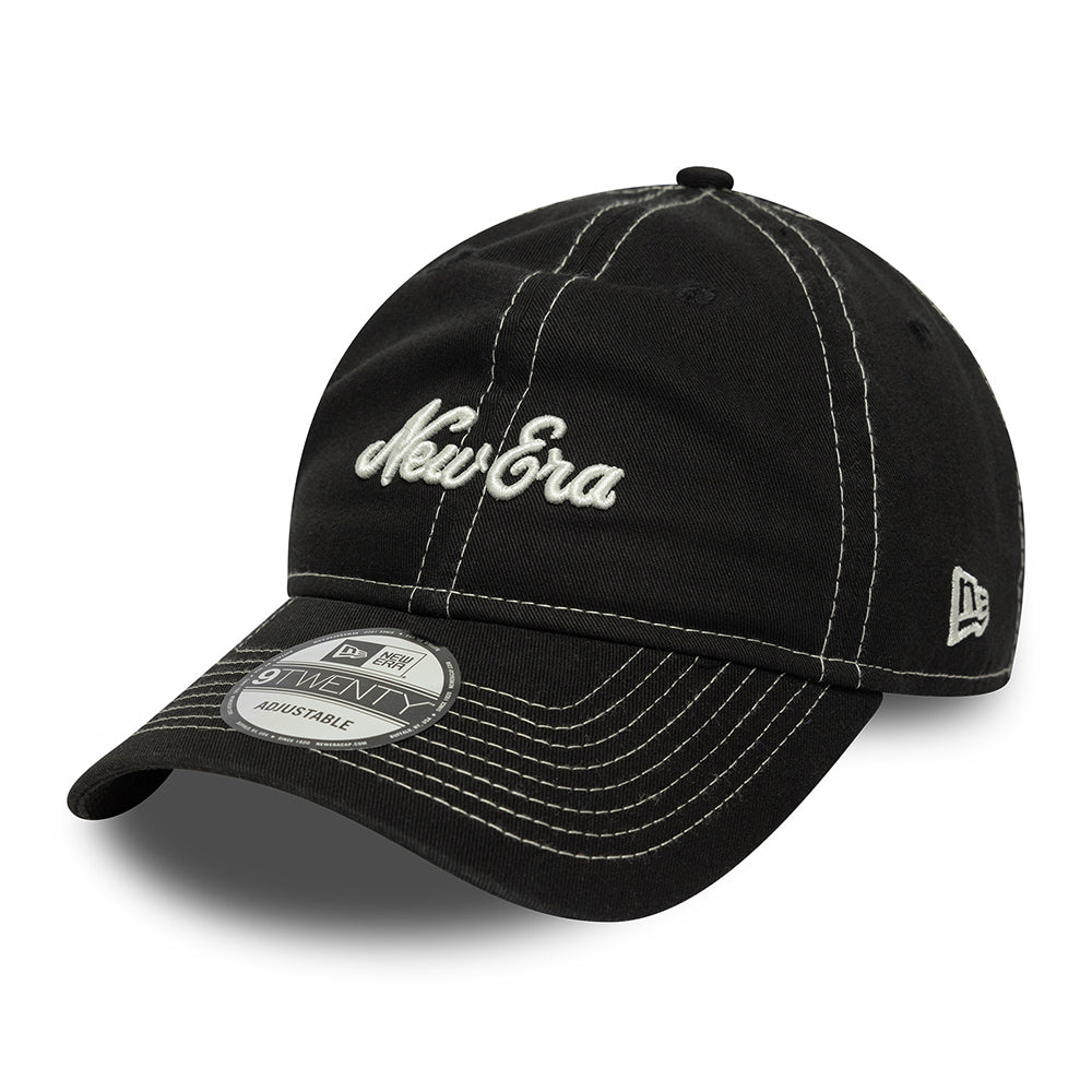 Gorra de béisbol 9TWENTY costura con contraste de algodón de New Era - Negro-Blanco