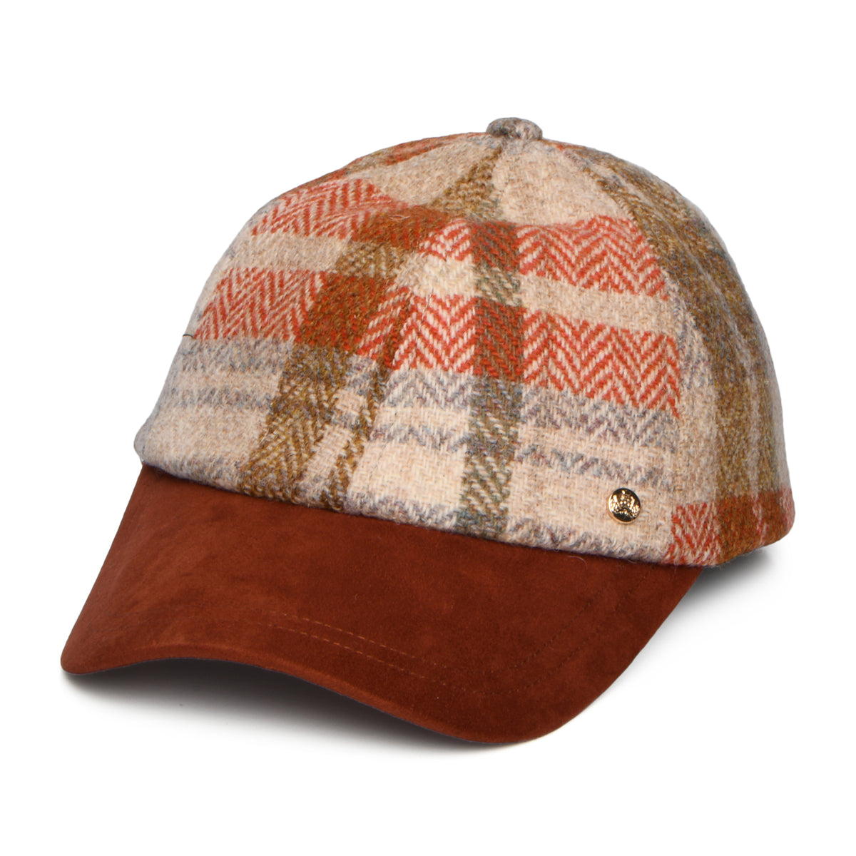 Gorra de béisbol de Harris Tweed de Failsworth - Rojo Óxido-Avena