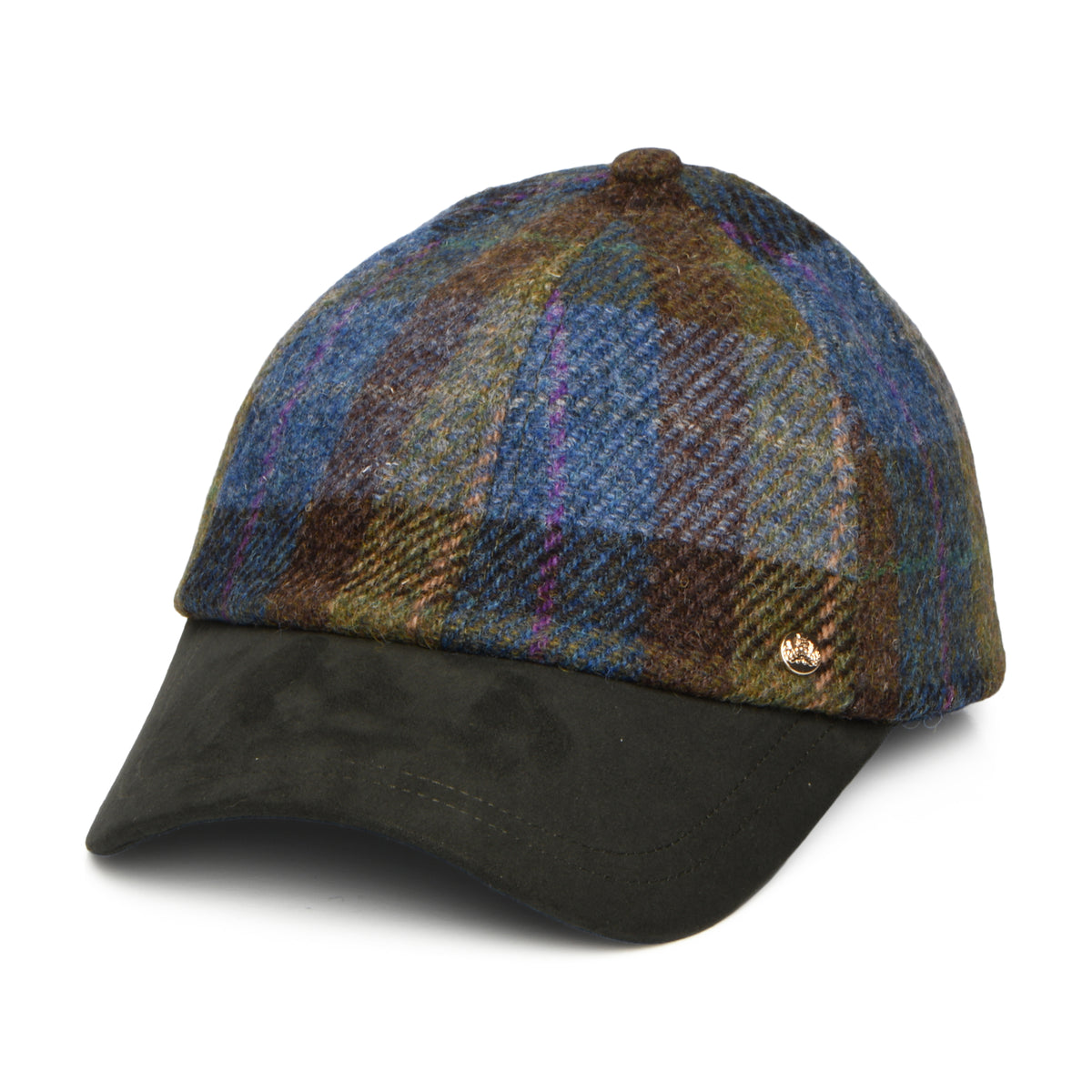 Gorra de béisbol de Harris Tweed de Failsworth - Verde Musgo-Azul