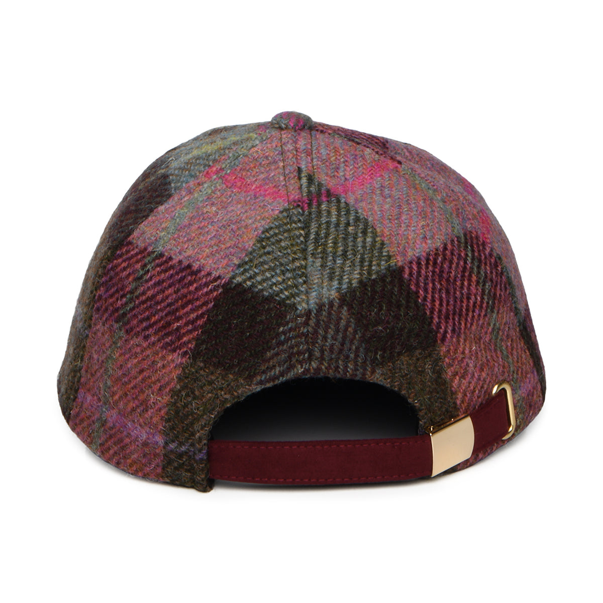 Gorra de béisbol de Harris Tweed de Failsworth - Burdeos-Verde Musgo