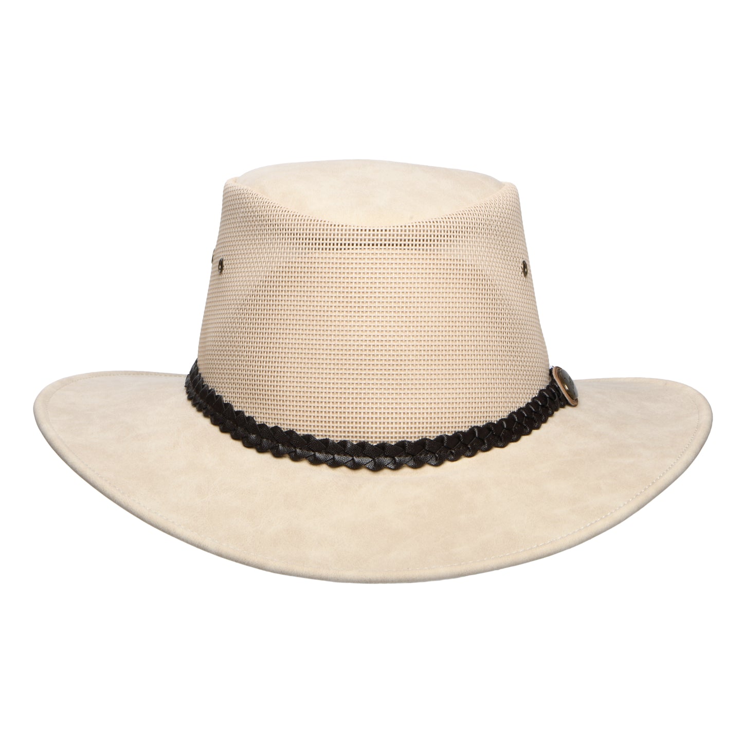 Sombrero Outback Voyager ventilado de piel sintética de Denton - Beige