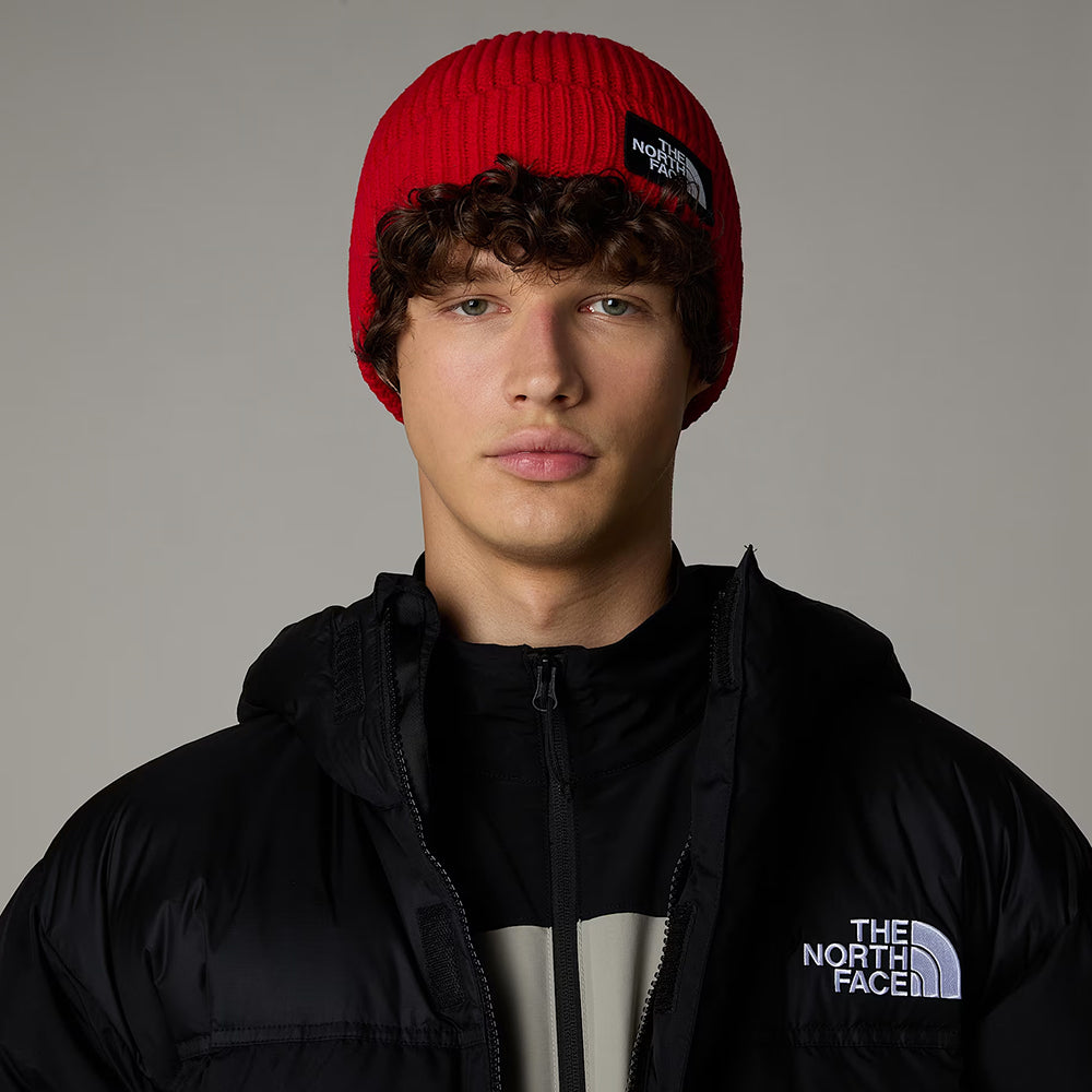 Gorro TNF Logo Box con vuelta de The North Face - Rojo