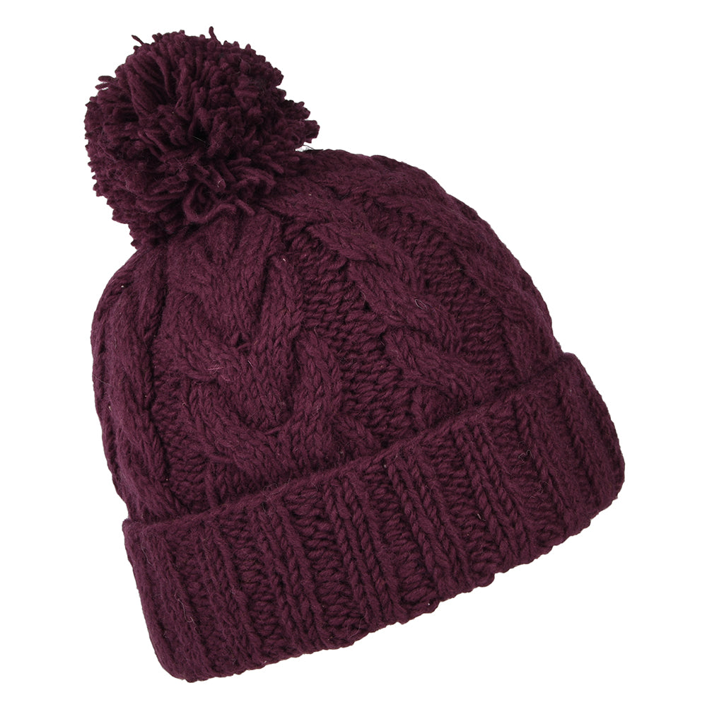 Gorro con pompón con vuelta de punto trenzado de Kusan - Baya