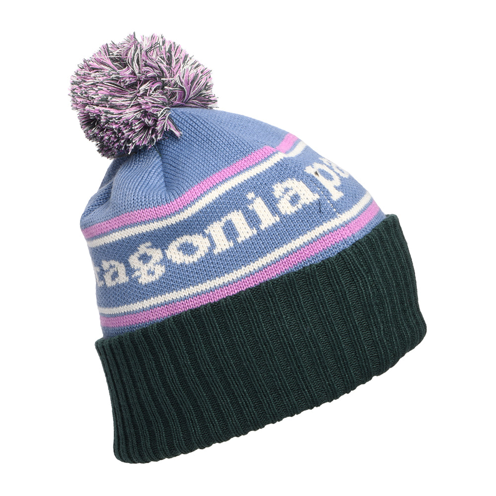 Gorro con pompón Park Stripe Powder Town de Patagonia - Azul-Púrpura-Verde Oscuro