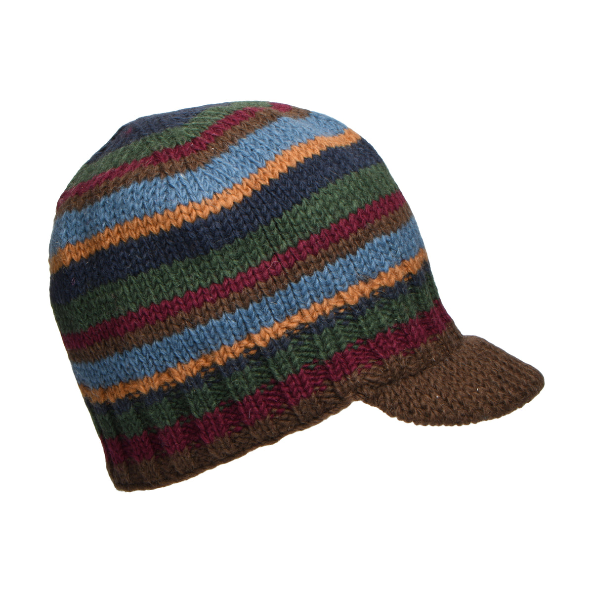 Gorro Beanie con visera Brooklyn con franjas de Kusan - Marrón-Verde