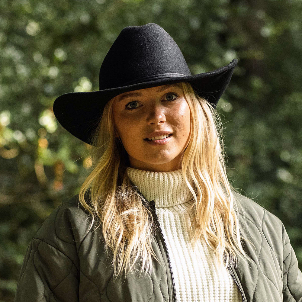 Sombrero de Cowboy del Oeste de Jaxon & James- Negro al por mayor