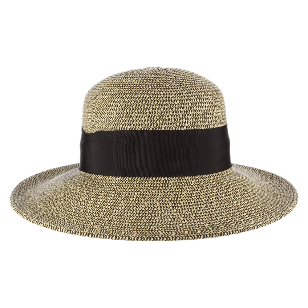 Sombrero de Sol de paja con lazo de grogrén de Scala - Trigo-Negro
