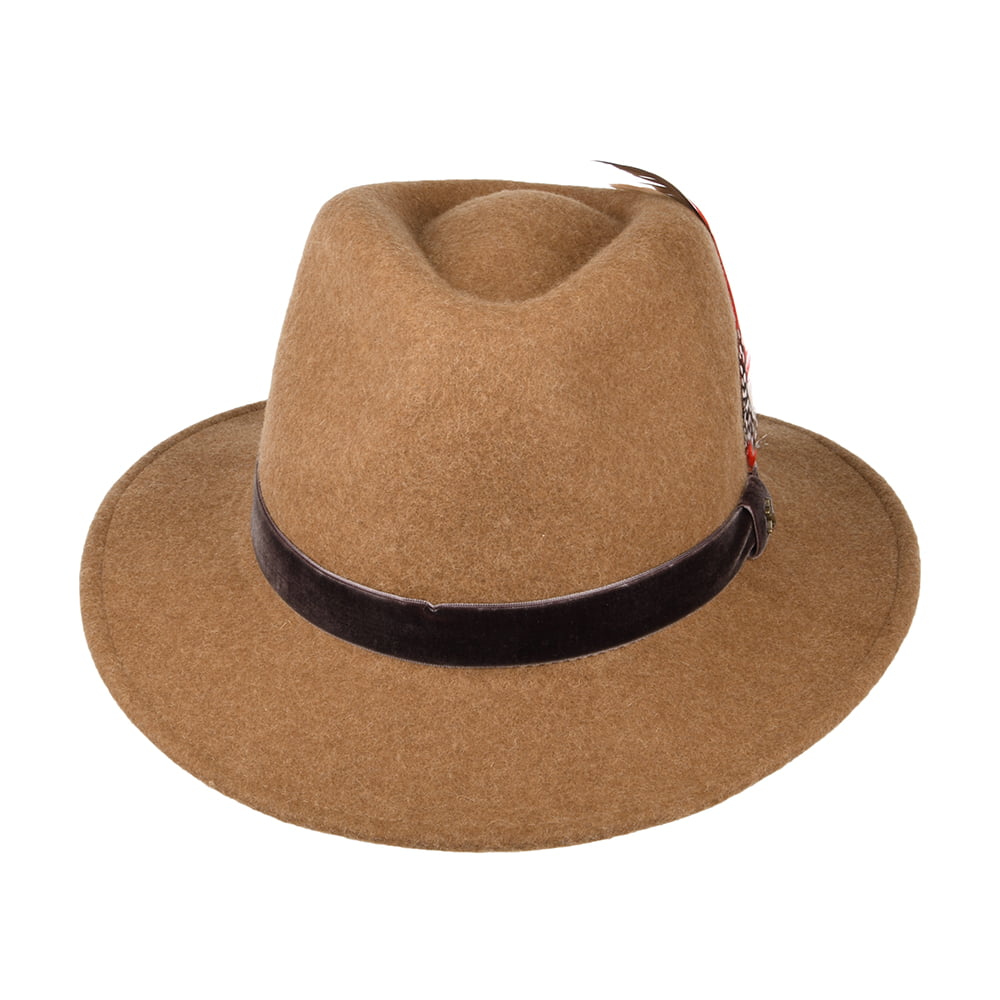Sombrero Fedora de fieltro con cinta de terciopelo de Joules - Beige Arena