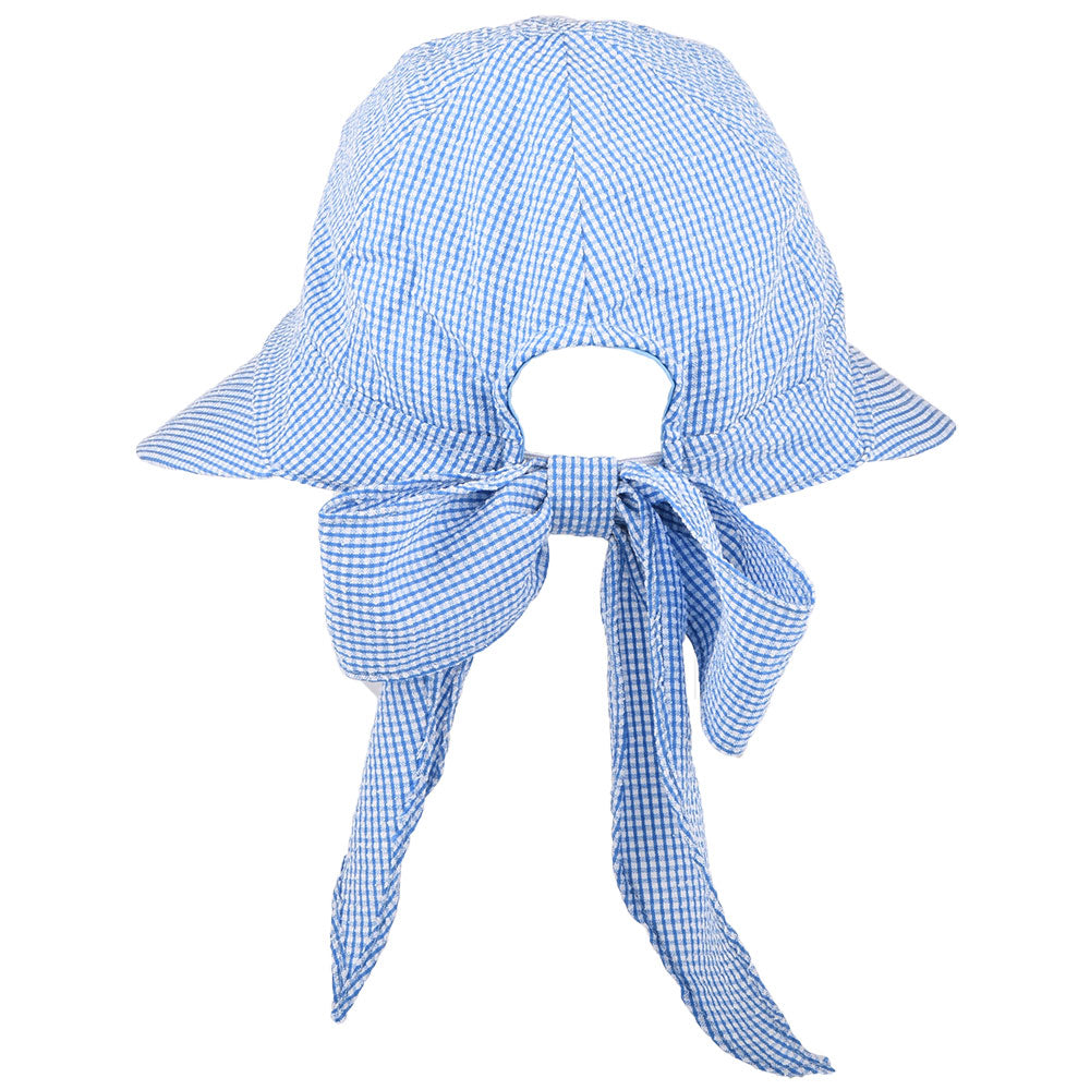 Visera Face Framer de Seersucker de Betmar - Azul-Blanco