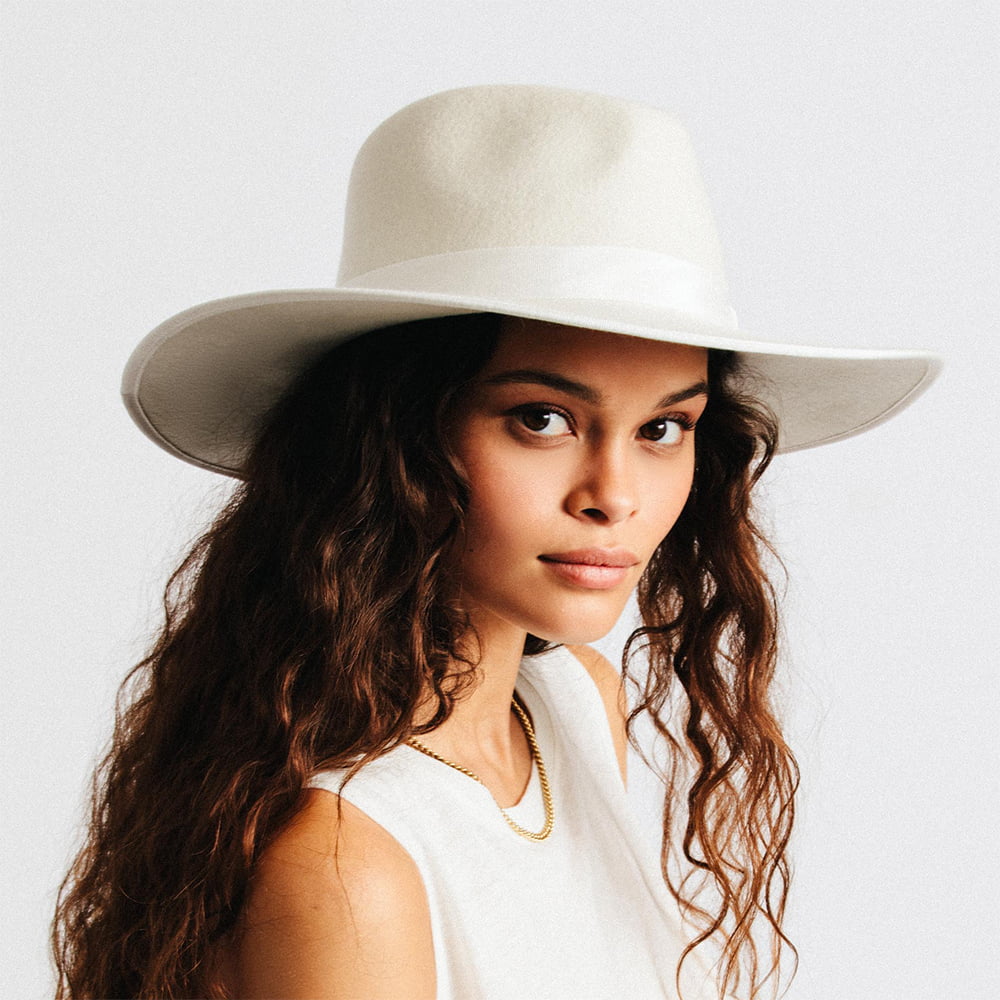 Sombrero Cowboy Jo Rancher de fieltro de lana de Brixton - Blanco Roto