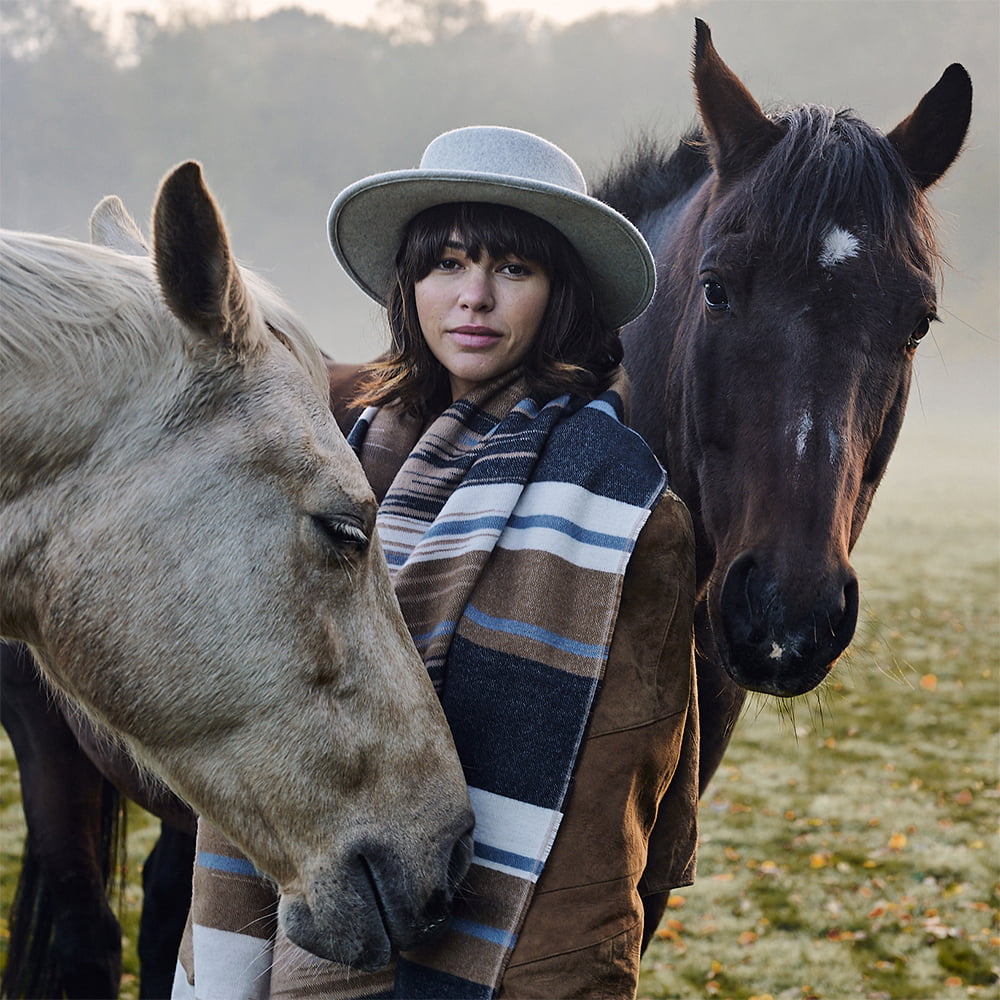Sombrero Boater Fawne de fieltro de lana de Barts - Gris Jaspeado