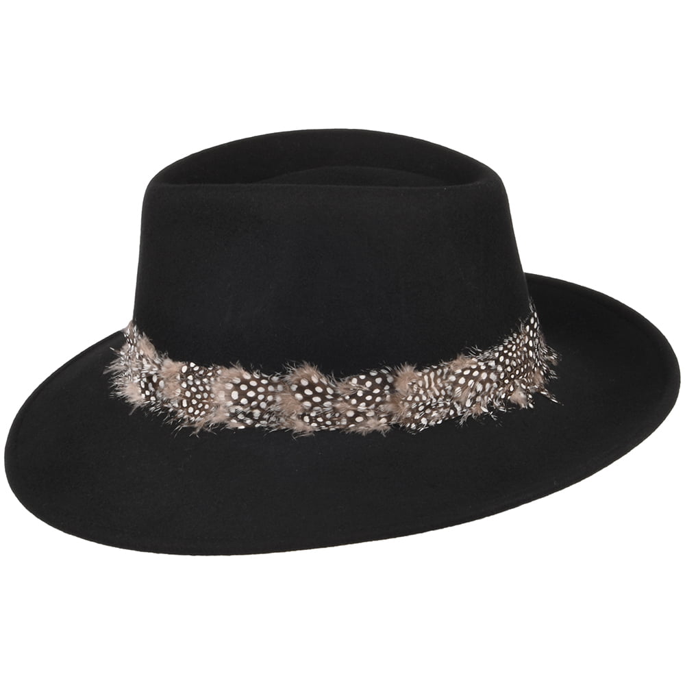 Sombrero Fedora Country pluma de Failsworth - Negro