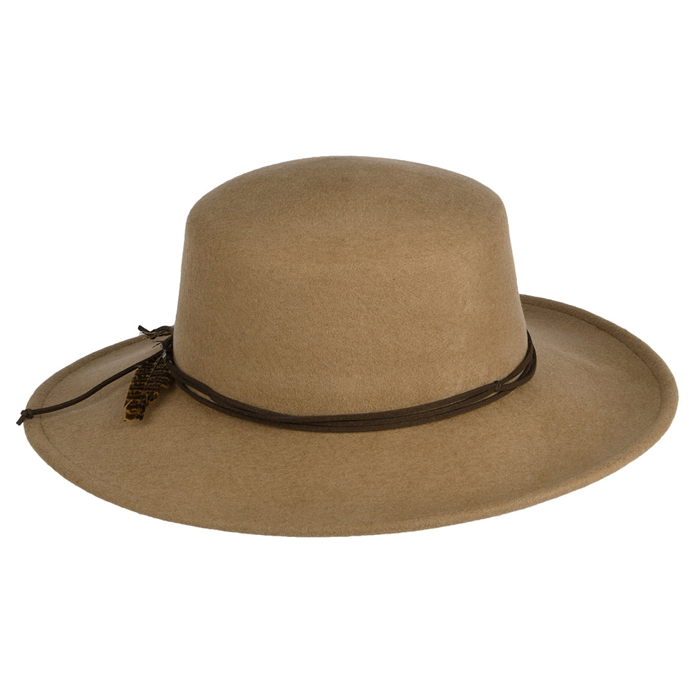 Sombrero Boater Dunia de fieltro de lana de Scala - Camel