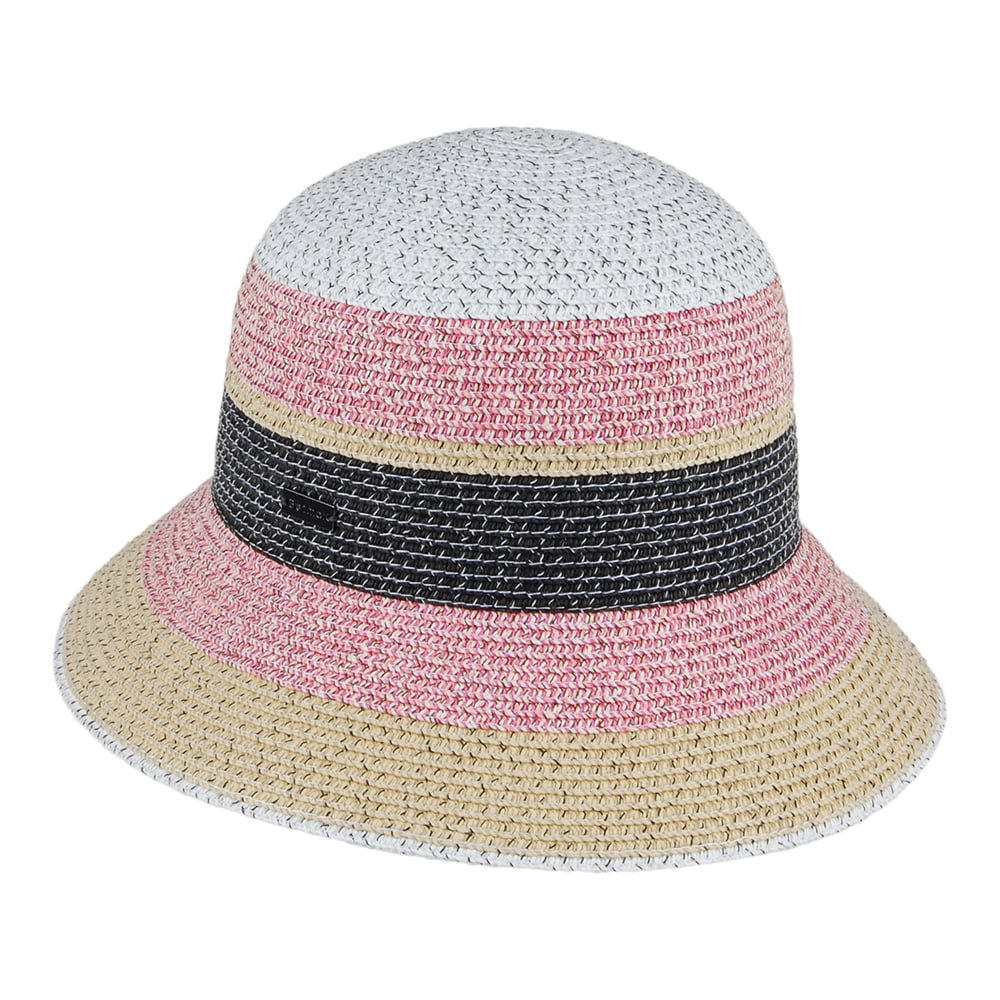 Sombrero Catherine a rayas de Betmar - Natural-Rosa