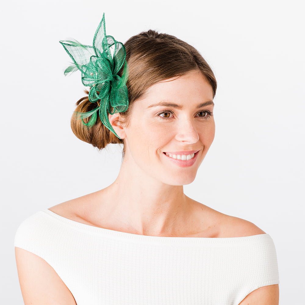 Tocado con flor Wendy Clip-On de Failsworth - Verde Esmeralda
