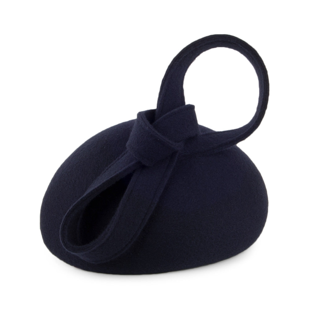 Sombrero Pillbox Carlita de lana con espiral de Whiteley - Azul Marino