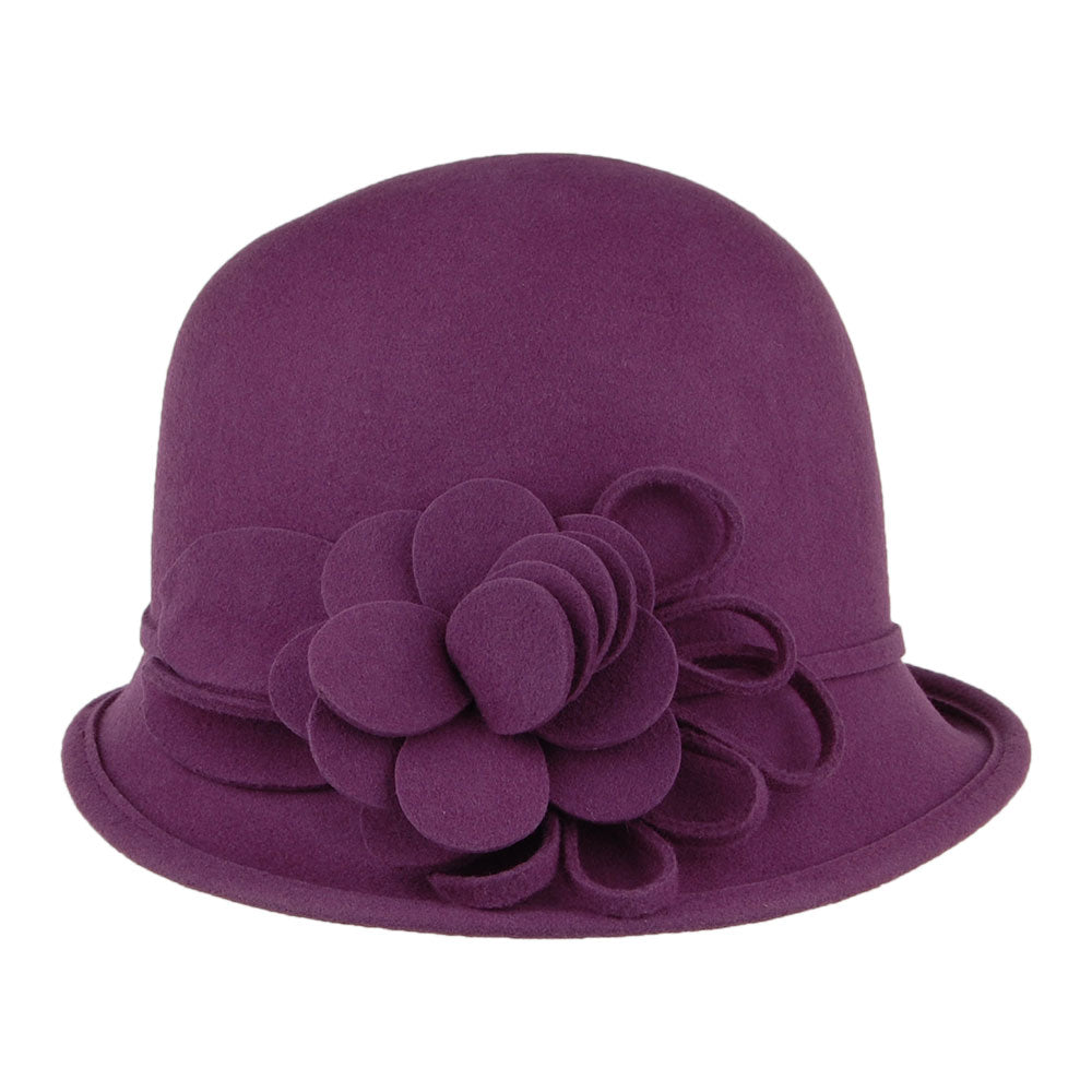 Sombrero Cloche Alice de fieltro de lana de Failsworth - Morado