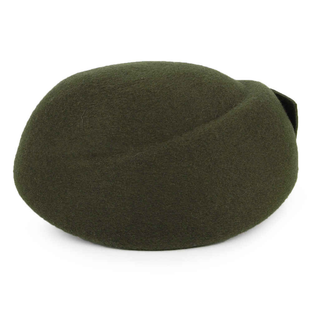 Sombrero Pillbox Avery de lana con lazo de Whiteley - Verde Musgo