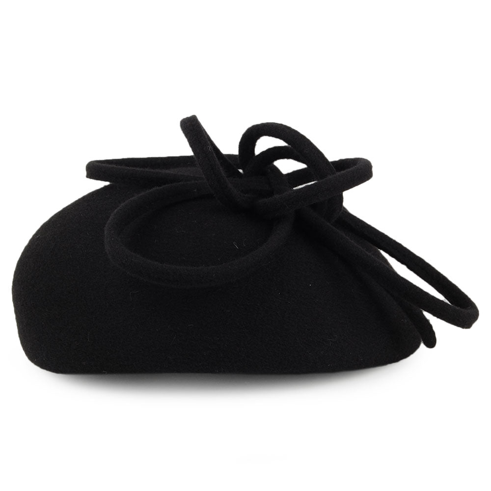 Sombrero Pillbox Rosey de lana con espiral de Whiteley - Negro